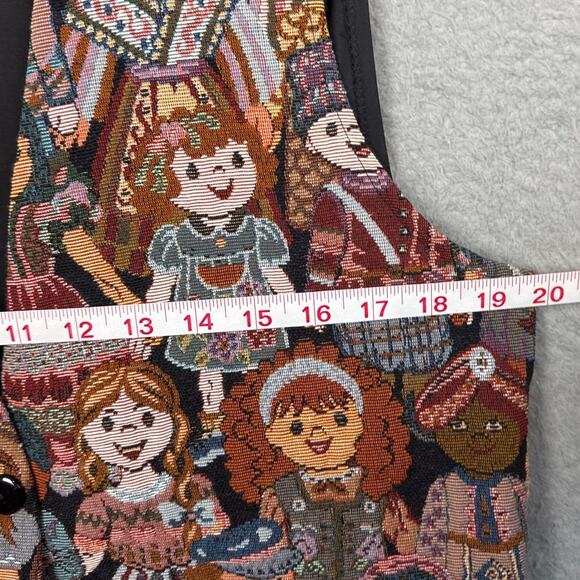 Vtg Facets Tapestry Vest Multicultural Child Motif 1X Grandmacore Teacher Style - Picture 4 of 8